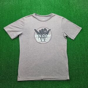 Volcom Hawaii Shaka Logo Graphic Tshirt Mens Medium Gray Surfer Beach Casual